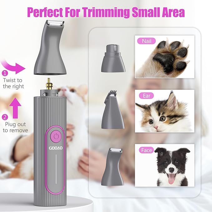 Dog Clippers for Grooming,Dog Grooming Kit for Heavy Thick Hair&Coats/Low Noise Rechargeable Cordless Pet Shaver with Paw Trimmer Nail Grinder/Pet Hair Trimmer for Small & Large Cats