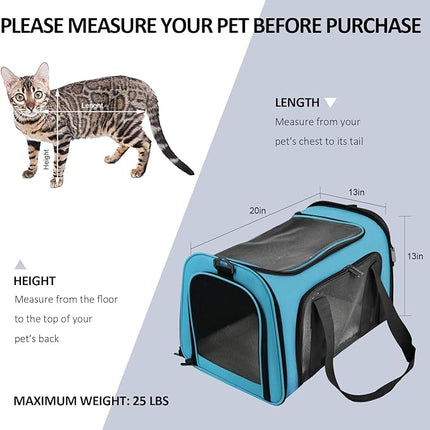 Large Cat Carriers Dog Carrier Pet Carrier for Large Cats Dogs Puppies up to 25Lbs, Big Dog Carrier Soft Sided, Collapsible Travel Puppy Carrier - Large - Blue
