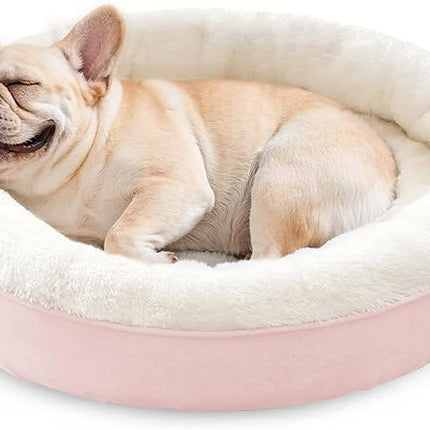 Love's cabin Round Donut Cat and Dog Cushion Bed, 30in Pet Bed for Medium or Large Dogs, Anti-Slip & Water-Resistant Bottom, Soft Durable Fabric Pet beds, Washable Calming Cat & Dog Bed Pink