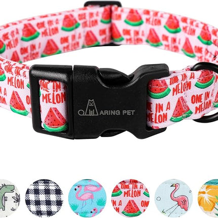 ARING PET Summer Dog Collar-Cute Watermelon Dog Collar for Large Dogs, Adjustable Soft Cotton Girl Dog Collars for Small Medium Large Dogs, Large