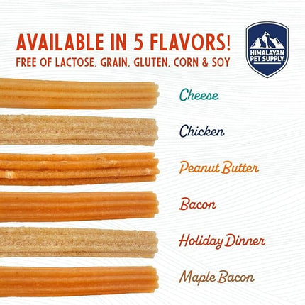 Himalayan Dog Chew Churro Yak Cheese Dog Chews, 100% Natural, Long Lasting, Gluten Free, Healthy & Safe Dog Treats, Lactose & Grain Free, Protein Rich, For All Breeds, Soft, Real Bacon Flavor, 4 Pack