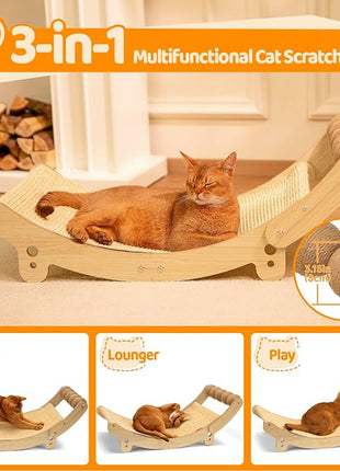 Cat Scratcher Sisal Cat Bed with Ball Toy Large Hammock Cat Scratchers for Indoor Cats Adults Scratching Board for Cat Scratch Pad Furniture Protector Lounger