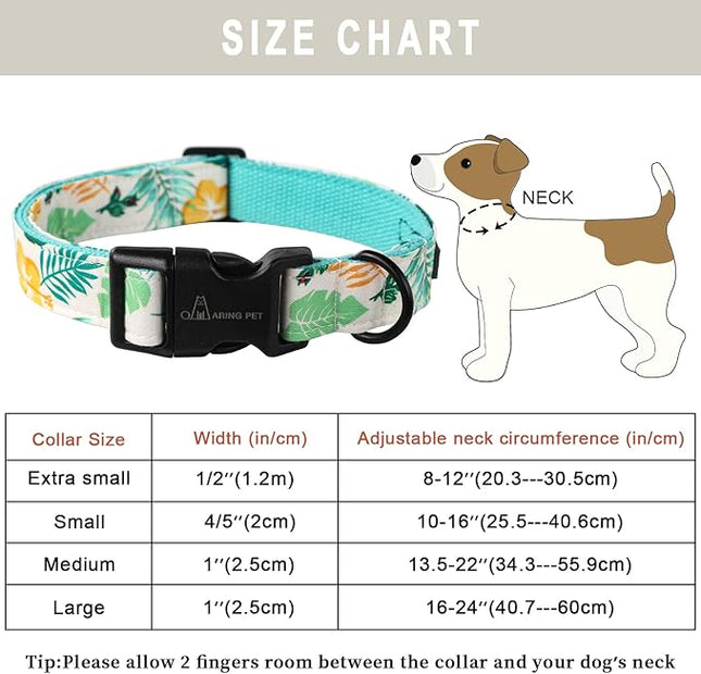 ARING PET Summer Dog Collar-Lightweight Dog Collar for Medium Dogs, Adjustable Comfortable Cotton Pet Collars for Small Medium Large Dogs, Large