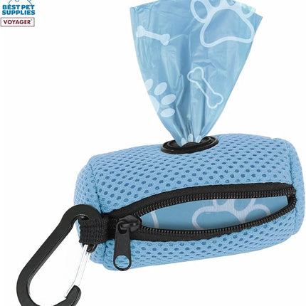 Best Pet Supplies 2-Pack Dog Poop Bag Holder Leash Attachment, Color, Reusable Mesh Dispenser Pouch for Travel, Walking, Park, and Outdoor Use, Soft and Durable with Clip-On - Mesh Baby Blue