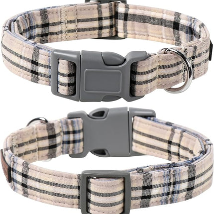 Lionet Paws Dog and Cat Collar with Bowtie Grid Collar Plastic Buckle Light Adjustable Collars for Small Medium Large Dogs