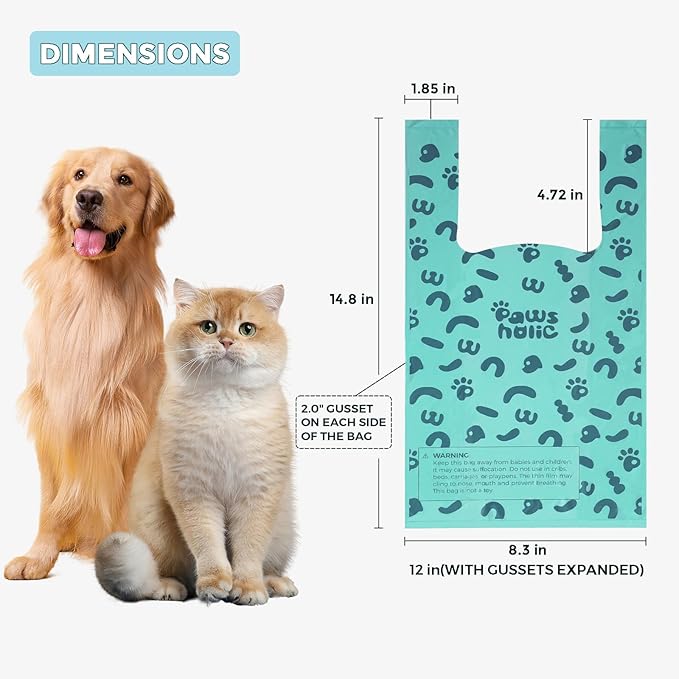 Cat Litter Disposal Bags and Dog Poop Bags with Handle, 180 Counts, Lavender Scented,Corn Starch Blend Extra Thick and Guaranteed Leak Proof Poop bags for Kitty and Doggy