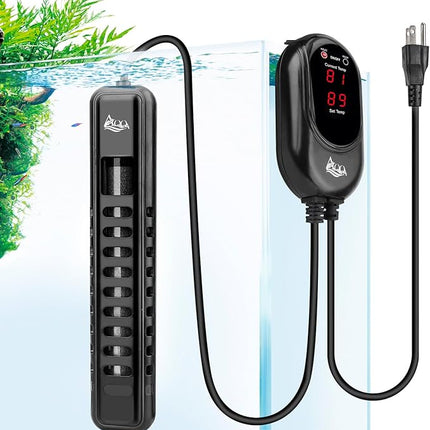AQQA Fish Tank Heater 100W for 25-35 Gallon Mini Aquarium Heater Quartz Glass Submersible Heater for Aquarium Betta Fish Heater Aquarium Thermostat Heater Freshwater & Saltwater（100W for 25-35 Gal）