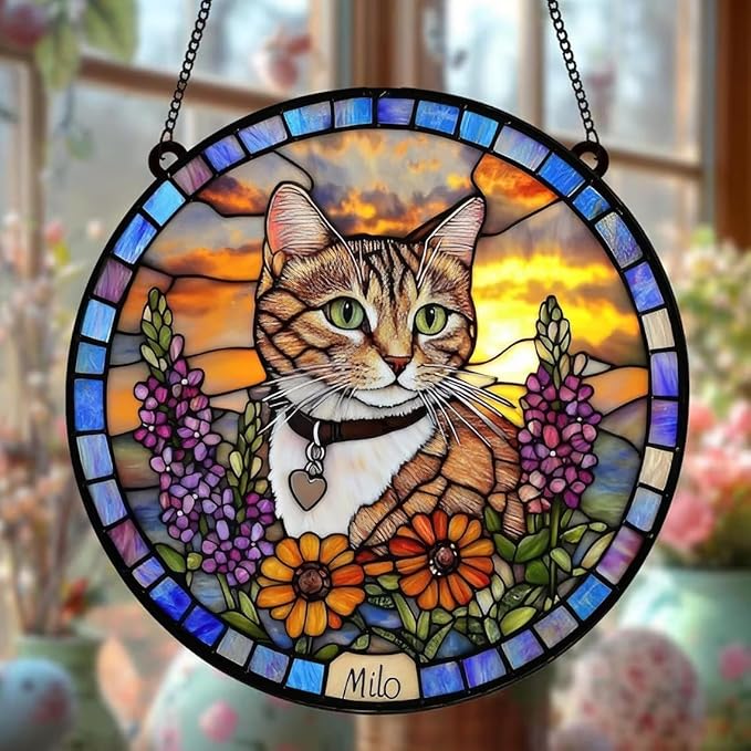 Custom Dog Portrait Stained Glass Suncatcher, Pet Memorial Stained Glass Photo Suncatcher, Staineds Glass Dog Memorial, Loss of Dogs Sympathy Gift Personalized, Pet Loss Gifts /11