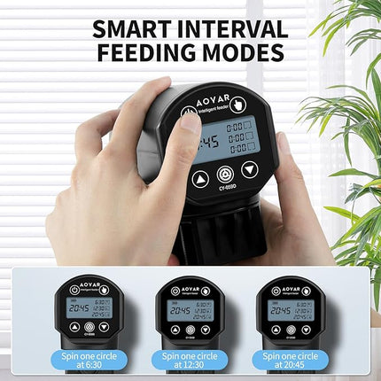 Automatic Fish Feeder Dispenser for Aquarium: Rechargeable Auto Feeders for Tank Turtle Pond Betta - 200ml Smart Food Feeding Timer Dispensers for Flake Pellet Vacation Weekend