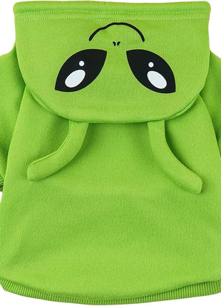 QWINEE Alien Dog Hoodie Dog Warm Jacket Coat Puppy Sweatshirt Christmas Halloween Dog Costume Cosplay Winter Dog Clothes Pet Apparel for Small Medium Dogs Cats Kitten Solid Green L