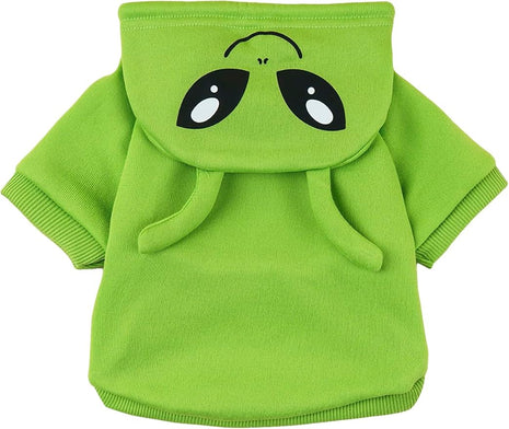 QWINEE Alien Dog Hoodie Dog Warm Jacket Coat Puppy Sweatshirt Christmas Halloween Dog Costume Cosplay Winter Dog Clothes Pet Apparel for Small Medium Dogs Cats Kitten Solid Green L
