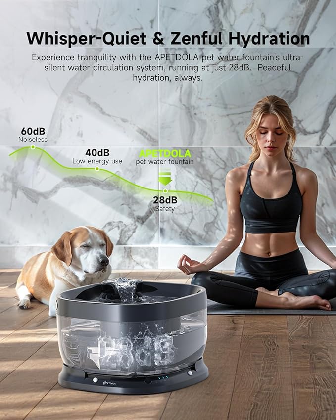 Wireless Dog Water Fountain with 40 Filters,Battery Operated Dog Water Dispenser with Motion Sensor, 237 oz/ 7L Cordless Fountain Water Bowl for Large Dogs Cat(Replacement Filter for 10 Months)