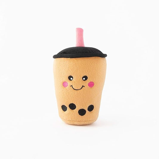 ZippyPaws NomNomz - Dog Squeaky Toys to Keep Them Busy, Funny Food Plush for Small & Medium Dogs, Cute Stuffed Puppy Toy, Pet Products, Gift for Dogs of All Breeds, Soft and Cuddly - Boba Milk Tea