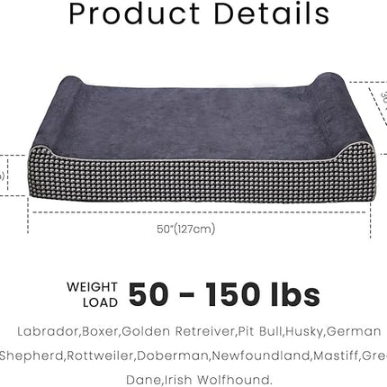 Laifug Orthopedic Memory Foam Extra Large Dog Bed with Pillow and Durable Water Proof Liner & Removable Washable Cover & Smart Design
