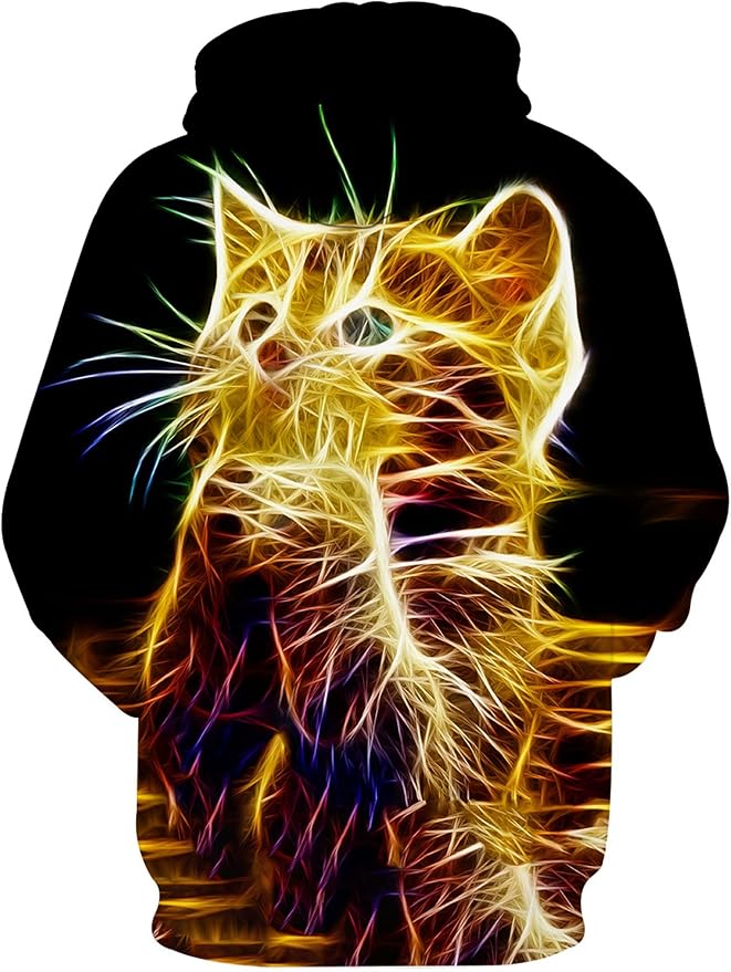 Yasswete Unisex Adults 3D Printed Fashion Hoodies for Men Women Pullover Novelty Sweatshirts with Big Pockets