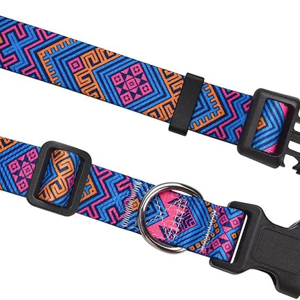 Dog Collar with Bohemia Floral Tribal Geometric Patterns - Soft Ethnic Style Collar Adjustable for Small Medium Large Dogs(Orange Ethnic Style,M)