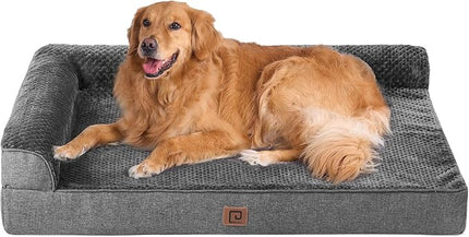 EHEYCIGA Memory Foam Orthopedic XL Dog Bed, Washable Dog Bed with Waterproof Lining Removable Cover, Extra Large Pet Sofa with Nonskid Bottom XLarge Pet Couch Bed, 44x32 Inches, Dark Grey