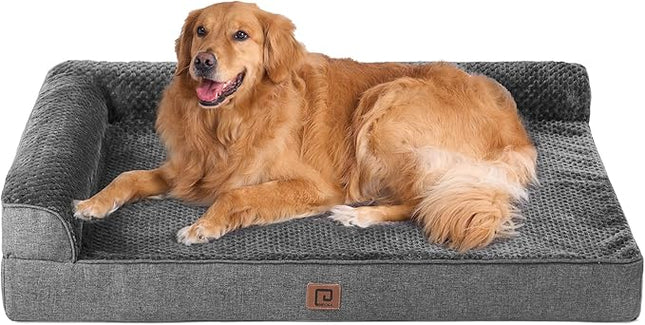 EHEYCIGA Memory Foam Orthopedic XL Dog Bed, Washable Dog Bed with Waterproof Lining Removable Cover, Extra Large Pet Sofa with Nonskid Bottom XLarge Pet Couch Bed, 44x32 Inches, Dark Grey