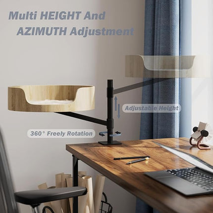 Large cat Desk Bed Side Table Hammock,Space-Saving 360°Rotating & Adjustable Shelf Elevated cat Bed for Desk Mount