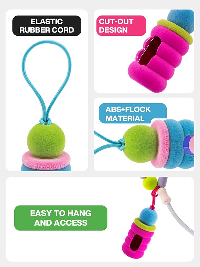 Dog Poop Bags with Dispenser, Leak Proof and Extra Thick Pet Waste Bags for Walking Dog and Cats Litter (Pink Fuzz-7 Rolls(105 Bags))