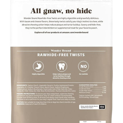 Amazon Brand - Wonder Bound Bacon & Cheese Flavor Dog Twist Sticks - 55 Count - Rawhide-Free Dog Treats, Dental Health Chews for Plaque & Tartar Control, Easy to Digest, Long-Lasting (Pack of 2)