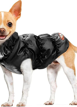 Winter Warm Dog Jacket for Small Medium Dogs Cat Cold Weather Coats with Harness Paded Dogs Fleece Vest Waterproof Windproof Dog Snow Jacket Pet Puppy Clothes (Black,S)