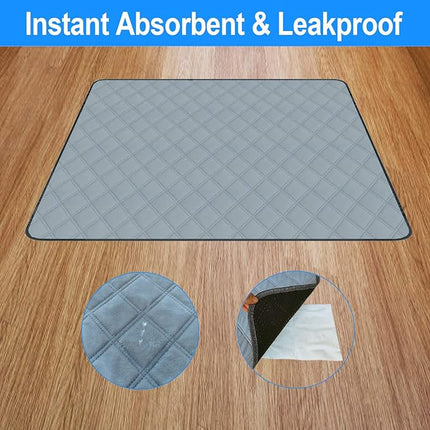 RIOUSSI Washable Pee Pads for Dogs, Reusable, Absorbent, Leakproof, Non Slip Pet Puppy Pads for Potty Training. Light Gray, 31x36 Inch(2pack)