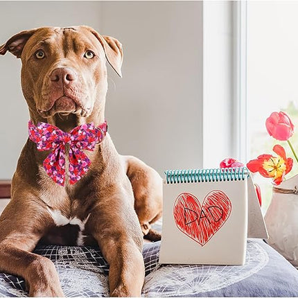 Maca Bates Valentine's Day Dog Collar with Sailor Bow for Extra Large Girl Boy Dogs,Tiedyed Love Hearts Pattern,Adjustable Durable Soft Valentine Gift for Female Male Puppy