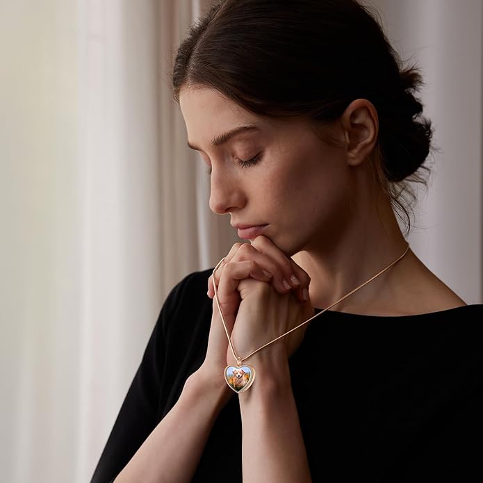 Fanery Sue Pet Ashes Necklace Cremation Jewelry Personalized Picture&Quote Memorial Gifts for Loss of Dog/Cat Urn Necklaces Pets Loss Sympathy Gift Keepsake for Women