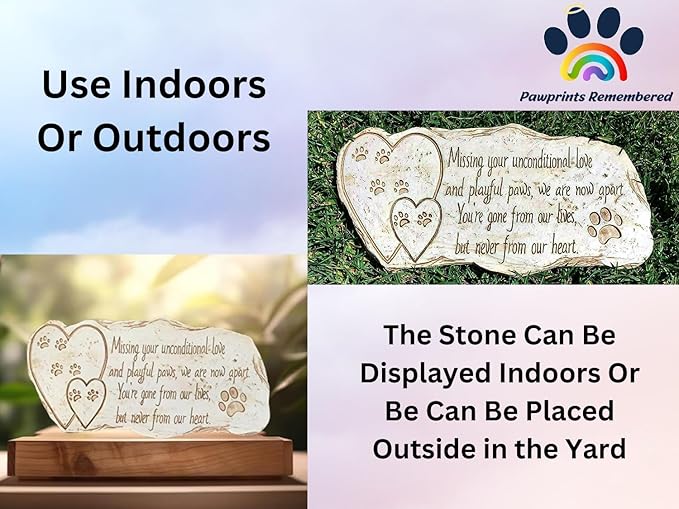 Pet Memorial Stone Marker for Dog or Cat - for Outdoor Garden, Backyard, or Lawn. Pet Grave Headstone Tombstone - Loss of Pet Gift - Made of Weatherproof Resin