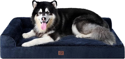 EHEYCIGA Memory Foam Dog Bed XXL, Giant Dog Bed Orthopedic with Washable Removable Cover, Waterproof Pet Bed Couch for Jumbo Dogs, 48x36x7 Inches, Navy Blue