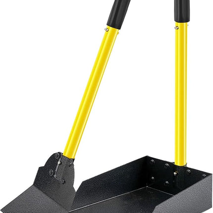 Dog Pooper Scooper,Tray and Spade Set Poop Scooper for Dogs, Adjustable Long Handle Metal Pooper Scooper with Bin for Pet Waste Removal, No Bending Clean Up for Medium and Large Dogs
