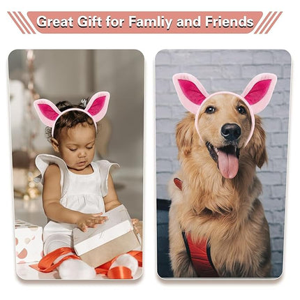 Beviliu Pig Ears Headband - Animal Pig Ears Costume for Adult, Cat Dog Bunny Fox Ears Headwear for Halloween Christmas Animal Theme Party Cosplay, 4Pack