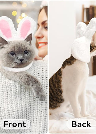 Cat Bunny Rabbit Ears Hat Costumes, Rabbit Ears for Dogs Party Costume Easter, Pet Accessory Cute Headwear, Easter Pet Costume for Cats Small Dogs Puppy (White)