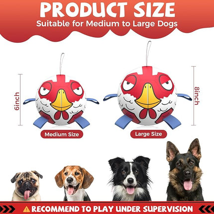 QDAN Dog Balls Toys, Dog Soccer Ball Toy Soccer Balls with with Straps, Dog Toys, Pet Puppy Birthday Gifts for Small Medium Dogs, 6 Inch, Chicken Ball