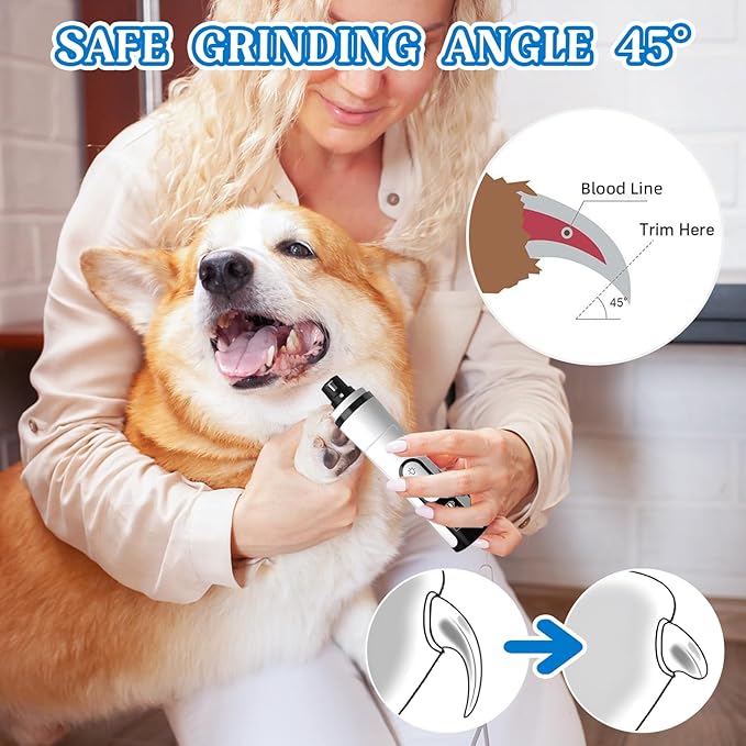 2025 Upgraded Silent Groom Pro Nail Grinder,3-Speed Dog Nail Trimmer with 2 Replacement Grinding Heads,Pet Paws Grooming Smoothing Tool for Cats and Dogs