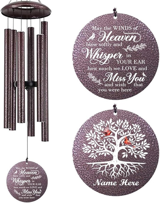 Sympathy Wind Chimes Life Tree, 36inch Personalized Memorial Wind Chimes, Cardinal Wind Chime for Loss of Loved Dad/Mom, Sympathy Gifts Memorial Gifts, Deep Tone Outdoor Decorations
