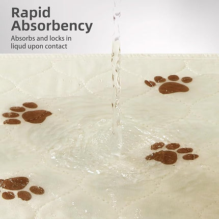 PUPTECK Washable Pee Pads for Dogs - Waterproof Reusable Puppy Potty Training Pads Whelping Mat - Fast Absorption Non-Slip Pet Food Feeding Mat (Beige, 48x60 Inch (Pack of 2))