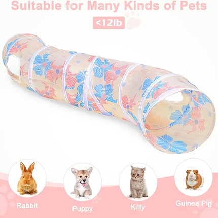 Glittme Cat Tunnel - S-Shape Peekaboo Cave With Toys, Foldable Tubes for Indoor Cats, Rabbits, Puppies, Guinea Pigs
