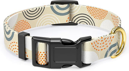 Rnivvi Dog Collar for Small Dogs, Cute Heavy Duty Adjustable Puppy Collar with Quick Release Buckle for Girl & Female, Pet Accessories for Walking Running, XS Length 5/8" Width, Modern Circle Art