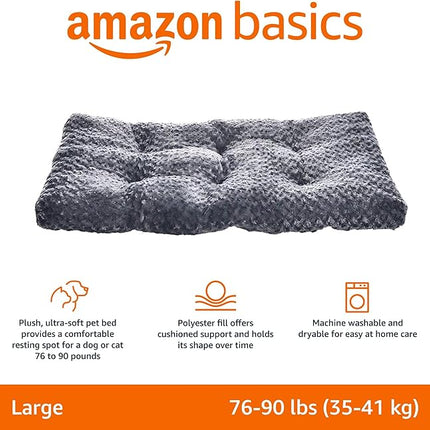 Amazon Basics Cat and Dog Bed and Crate Pad, Machine Washable, Indoor, 40 x 27 x 3.5 inches, Gray