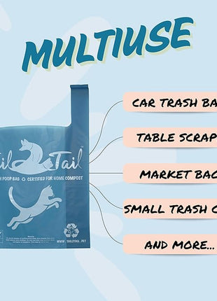 Biodegradable Cat Litter Bags for Poop and Pee (70 Extra Large 18 X 18 with Gussets expanded). Leak proof, Durable, Unscented, Compostable, Strong, with Handles.