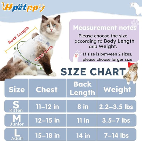 Cat Recovery Suit for Spay Abdominal Wounds, Breathable Cat Onesie for Cats After Surgery Female, Kitten Surgical Recovery Suit Female Cone of Shame Alternative for Cats Anti Licking