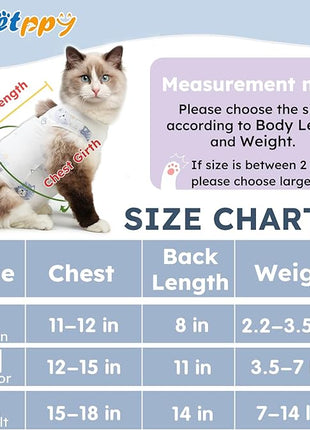 Cat Recovery Suit for Spay Abdominal Wounds, Breathable Cat Onesie for Cats After Surgery Female, Kitten Surgical Recovery Suit Female Cone of Shame Alternative for Cats Anti Licking