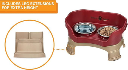 Neater Feeder Deluxe Mess Proof Cat Bowls Elevated for All Breeds – Made in USA – No Spill Raised Cat Bowls for Indoor Cats w/Leg Extensions – Stainless Steel Cat Food and Water Bowl Set - Red