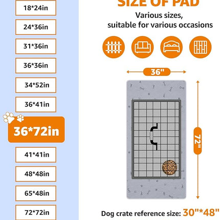 Washable Pee Pads for Small Pet, 2 Pack Reusable Pet Training Pads Washable,36x72 Absorbent Reusable Whelping Pads, Non-Slip Dog Mats with Bone Print for Rabbit Guinea Pig Hamster Puppy
