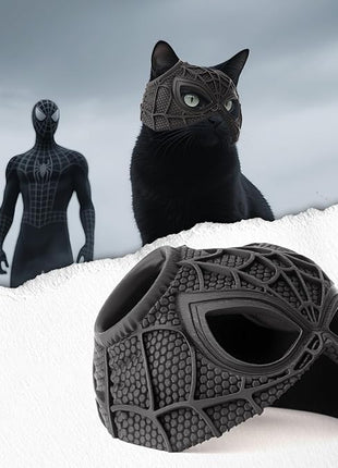 Cat Bat Mask Halloween Costumes Accessories for Cats, Cat Bat Cosplay Apparel (Medium, Black Spider)