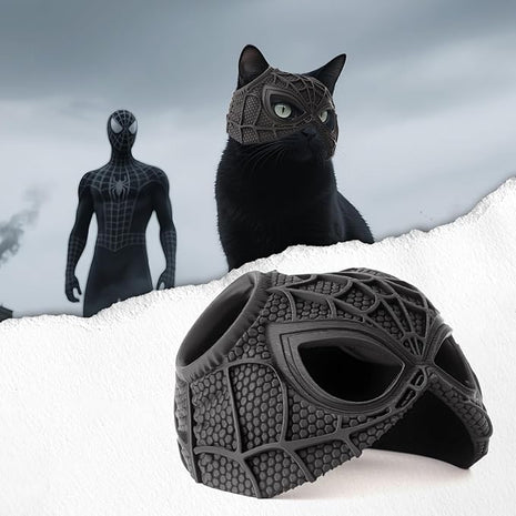 Cat Bat Mask Halloween Costumes Accessories for Cats, Cat Bat Cosplay Apparel (Medium, Black Spider)