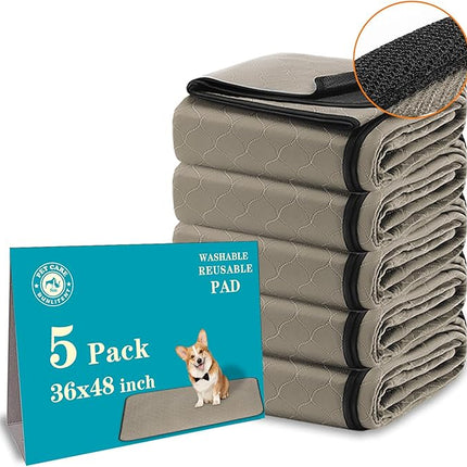 Washable Pee Pads for Dogs 36" x 48", 5 Pack, Reusable Potty Buddy for Dogs Washable, Dog Training Pads with Quick Dry, Large Anti-Slip Whelping Pad for Pet, Playpen, Incontinence