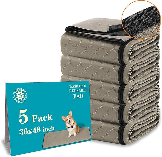 Washable Pee Pads for Dogs 36" x 48", 5 Pack, Reusable Potty Buddy for Dogs Washable, Dog Training Pads with Quick Dry, Large Anti-Slip Whelping Pad for Pet, Playpen, Incontinence
